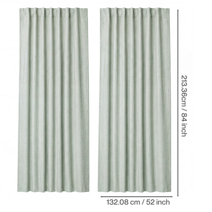 Marlow 100% Blackout Curtains Thermal Linen Look Pair Ready Made 52x84 in Green
