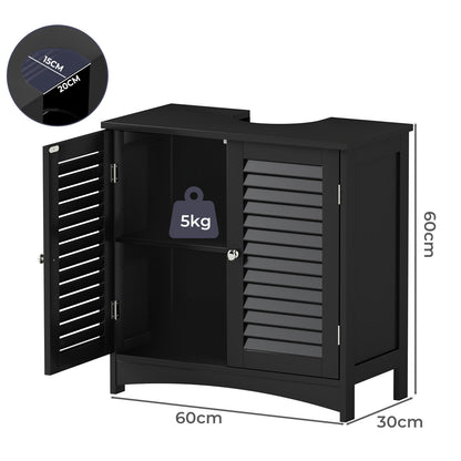 Levede Bathroom Under Sink Cabinet Basin Storage Cupboard Black Vanity Unit