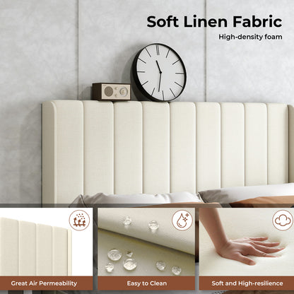 Levede Bed Frame Double King Metal Wood Winger Panel Soft Upholstered Headboard