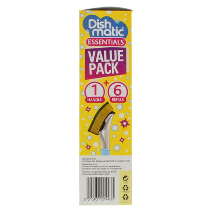 Dishmatic Sponge Essentials Bonus Pack -1 Handle & 6 Refills x3