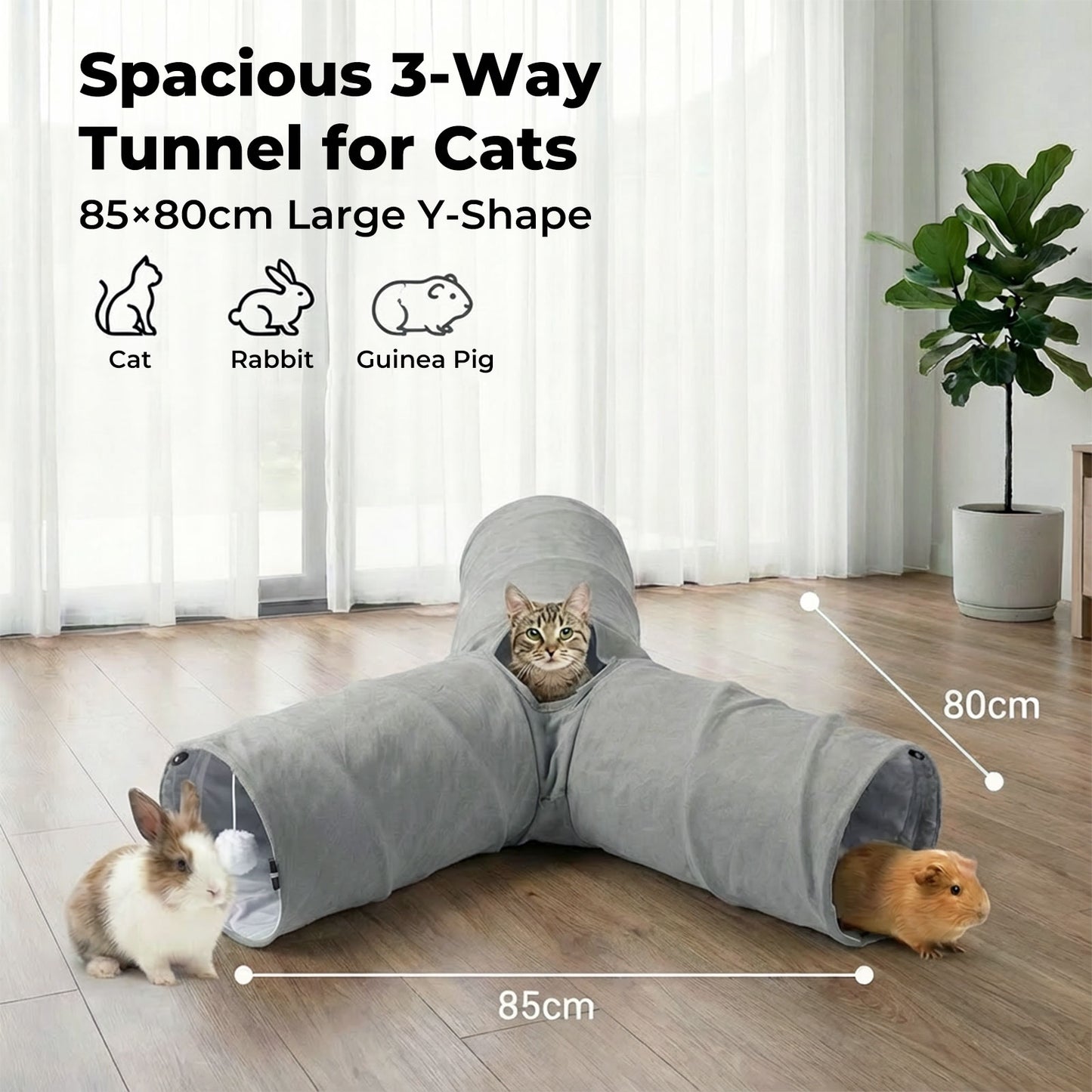 Skylos Cat Tunnel Foldable Interactive Play Tunnel Indoor Cats Kittens Toys