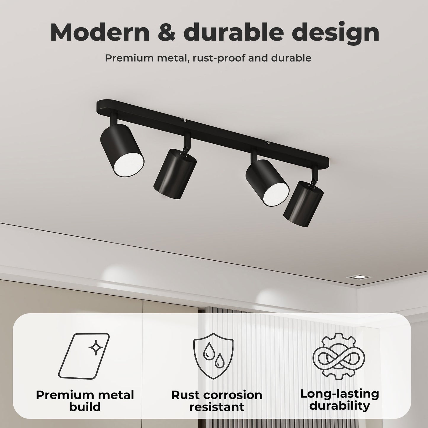 EMITTO Ceiling Spotlight Adjustable Kitchen Bar Spot Light LED GU10 No Bulbs