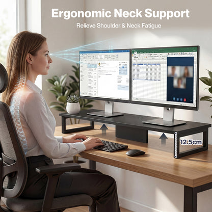 Levede Dual Screen Stand Riser Office Desktop Computer Monitor Shelf Holder 90cm