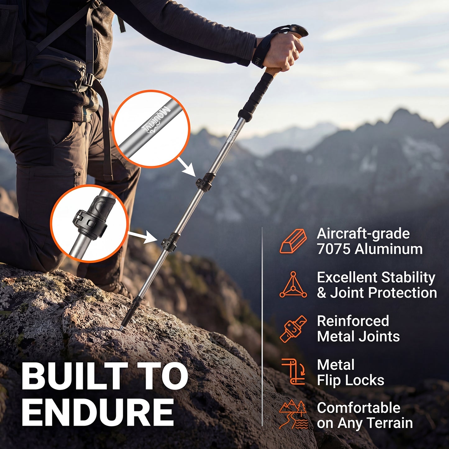 Mountview Trekking Poles Aluminum 7075-T6 Lightweight Hiking Sticks 2 PCS