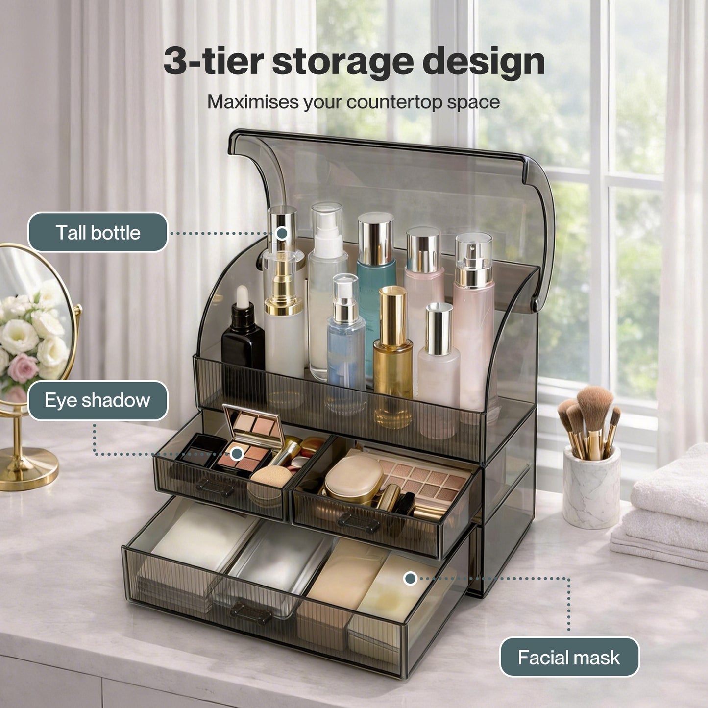 ilus Makeup Storage Organiser Acrylic Cosmetics Organizer Beauty Storage Box