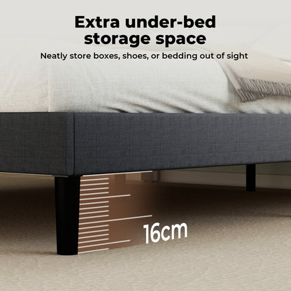 Levede Bed Frame Double Upholstered  Foam Headboard Soft Linen Fabric Wooden