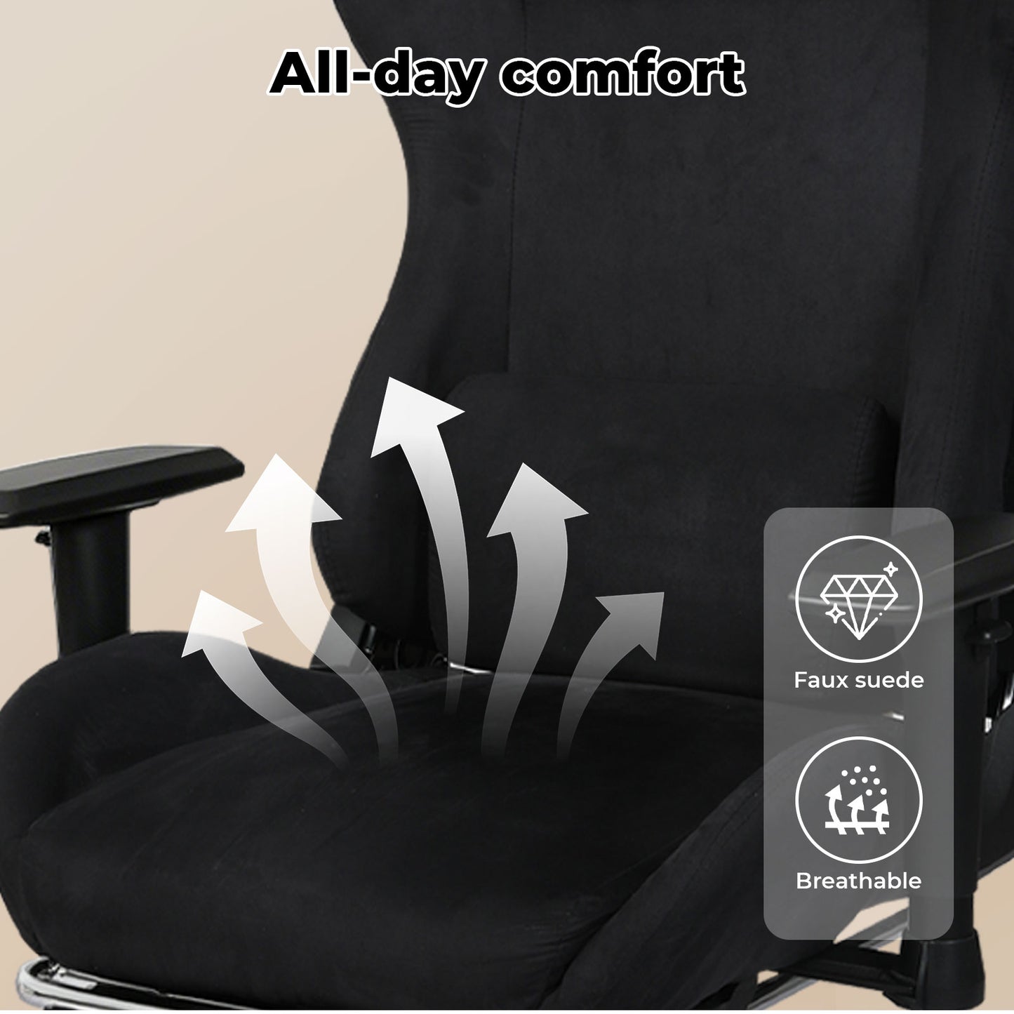Ergonomic Office Chair Reclining Executive Chair Spring Seat Adjustable Armrest