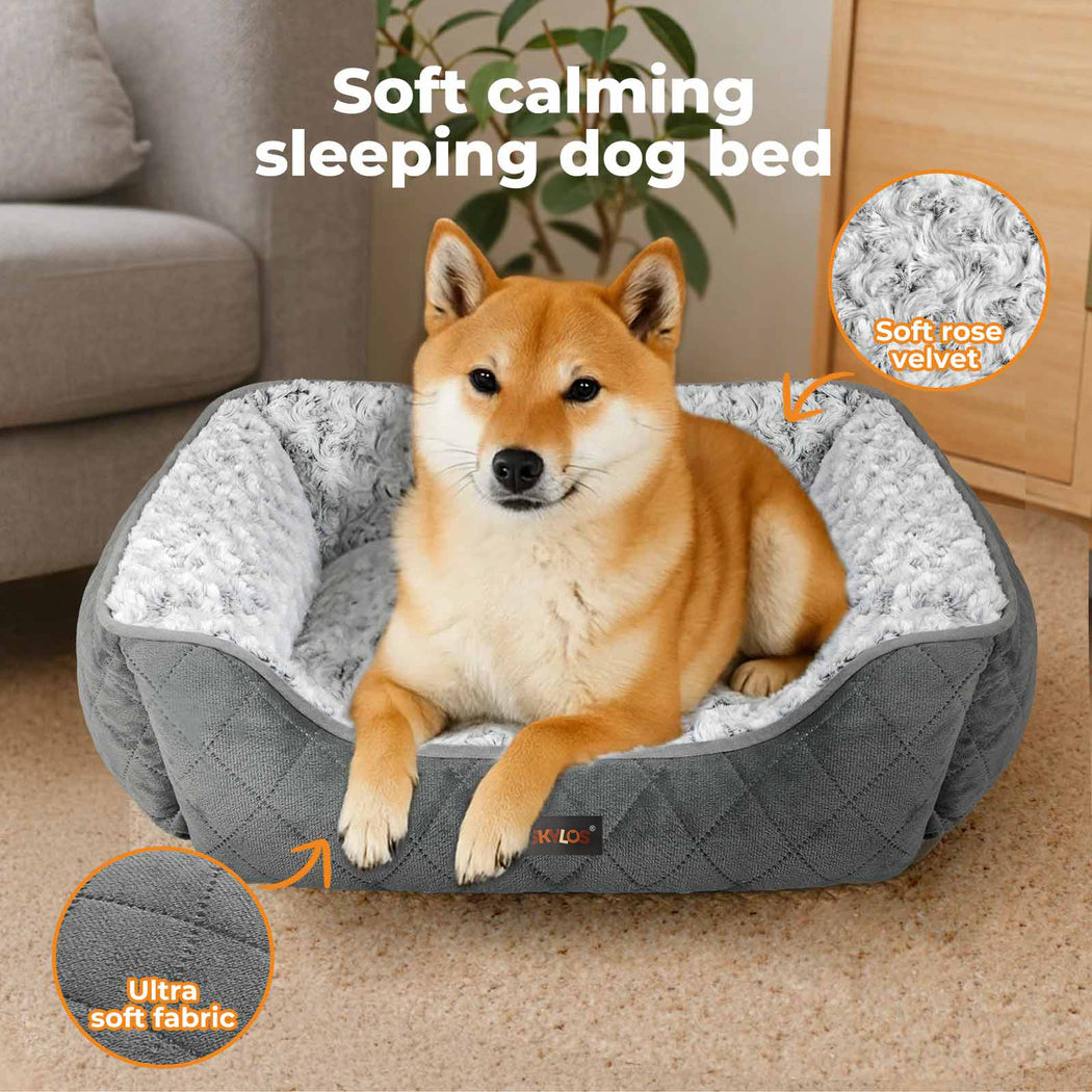 Skylos Large Dog Calming Bed Pet Puppy Fluffy Plush Cushion Waterproof  Washable
