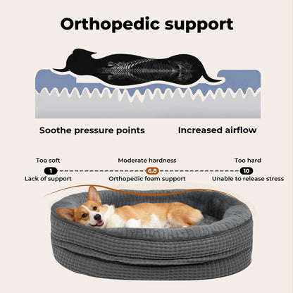 Skylos Orthopedic Plush Dog Bed Soft Washable Pet Bed Grey Cosy Cushion XL Size
