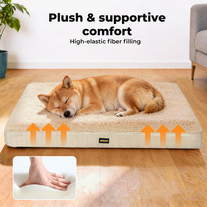 Skylos Pet Bed Large Washable Dog Cushion Crate Mattress Non Slip 90x60cm Soft