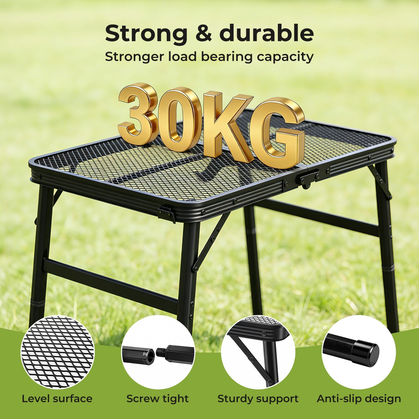 Levede Folding Camping Table Adjustable Height Aluminium Portable Picnic Desk