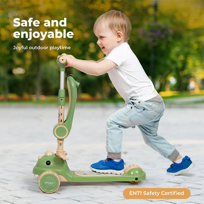 Dekko Kids Scooter Foldable Flip-able Seat Adjustable Height LED Light Music