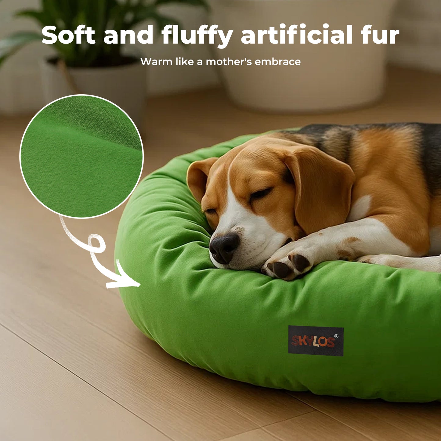 Skylos Dog Bed Donut Soft Large Cat Beds For Calming Pet Anti Anxiety Washable S