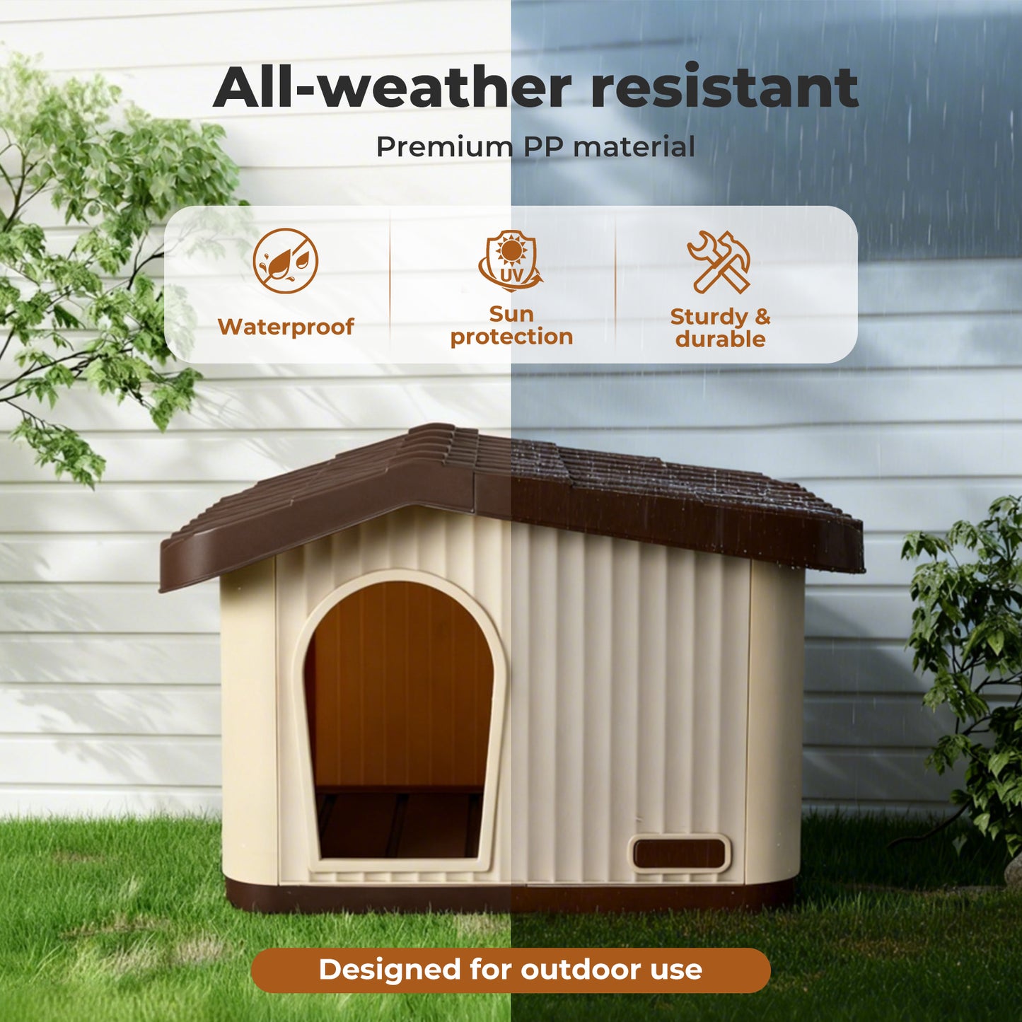 Skylos Plastic Dog House Outdoor Pet Kennel Shelter Warm for Small Medium Dog