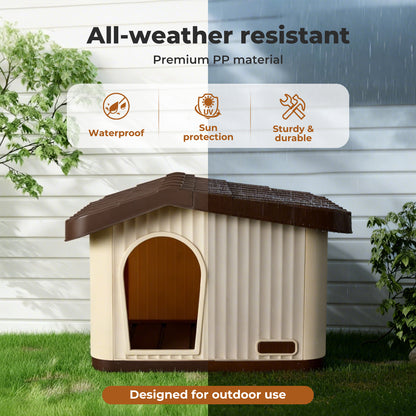 Skylos Plastic Dog House Outdoor Pet Kennel Shelter Warm for Small Medium Dog