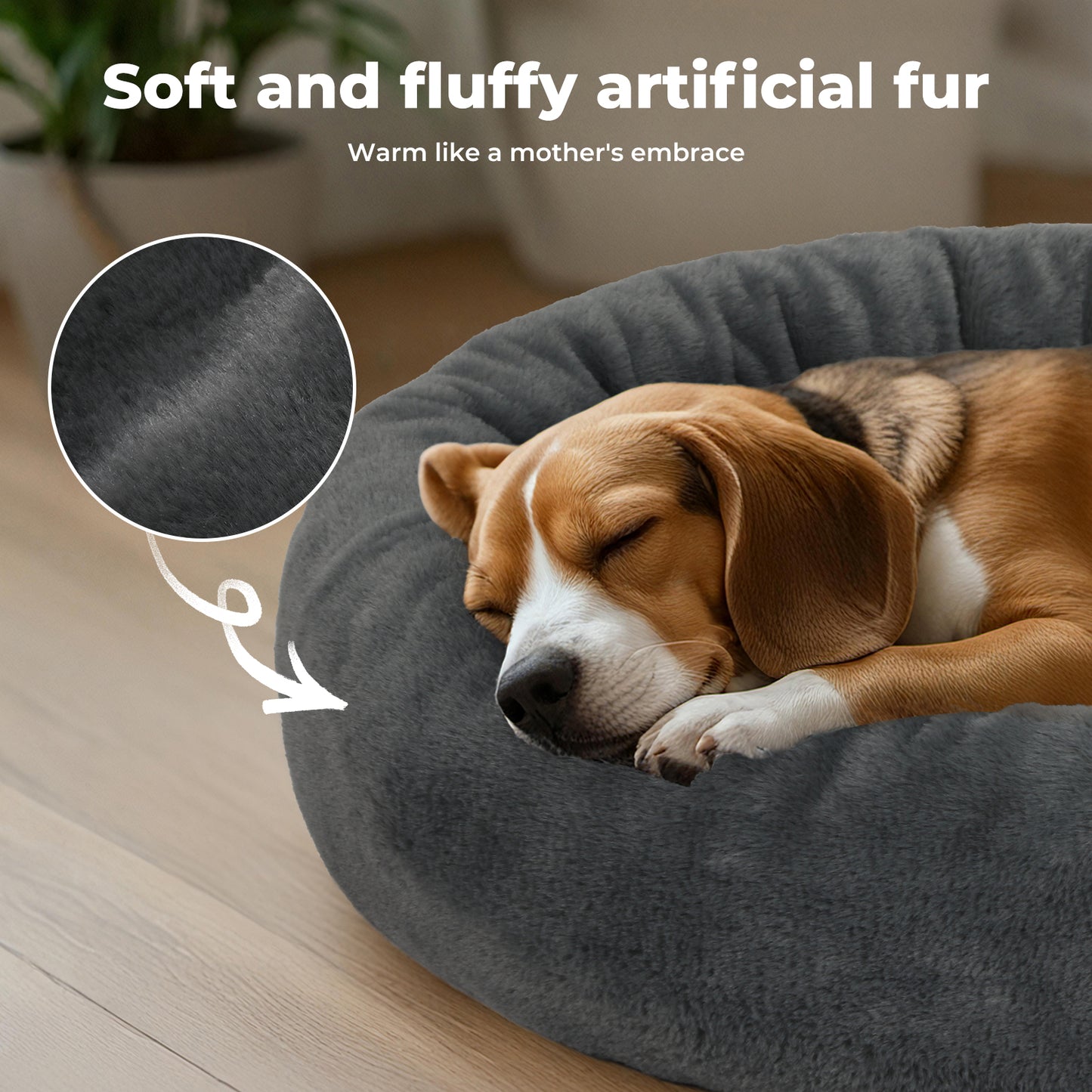 Skylos Dog Bed Small Donut Soft Plush Pet Cat Beds Calming Anti Anxiety Washable