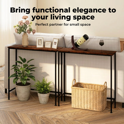 Narrow Console Table Slim Entryway Hallway Sofa Table Display Shelf Industrial