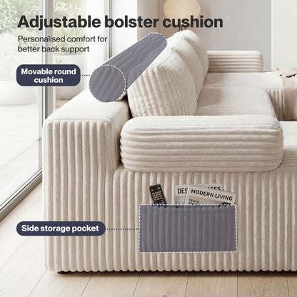 Levede Modular Sectional Sofa 4 Seater Convertible Bed Corduroy Boneless Couches