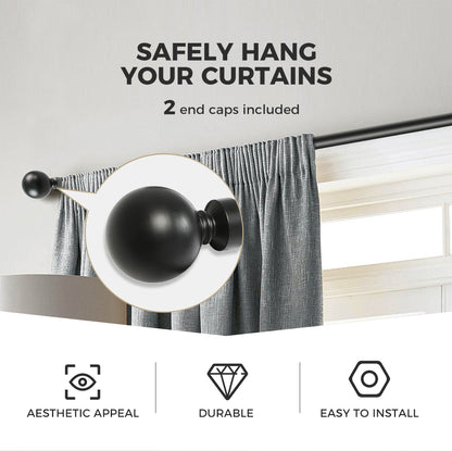 Marlow Steel Curtain Rod Quiet Rail Pole Set Extendable Adjustable Home Hotel