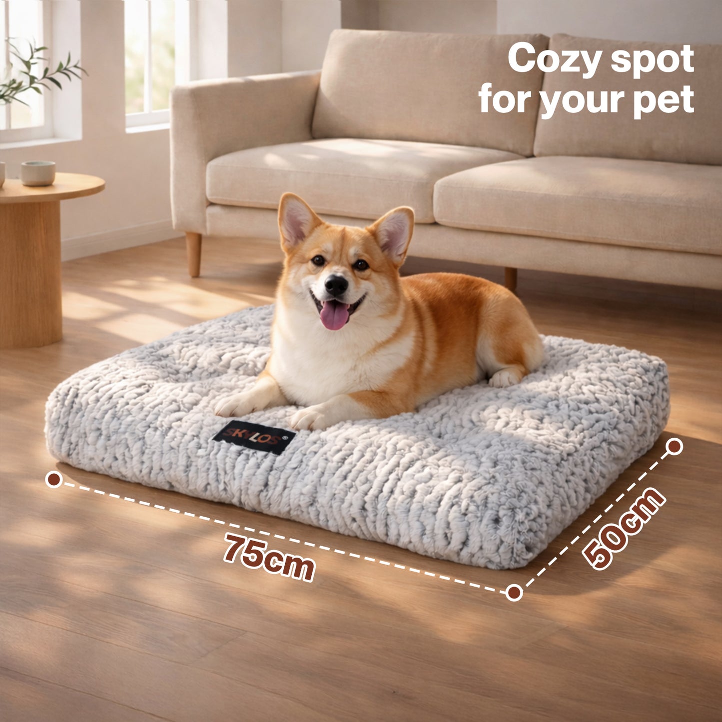 Skylos Dog Bed Luxury Pet Mattress Plush Soft Warm Cushion for Senior Small Dogs