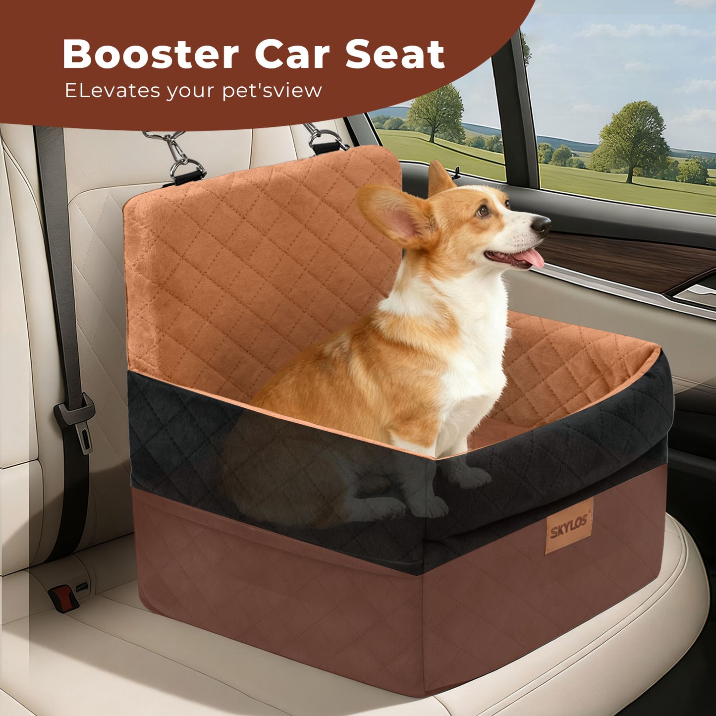 Skylos Dog Booster Car Seat Travel Carrier Bed Basket Portable Pet Cat Puppy