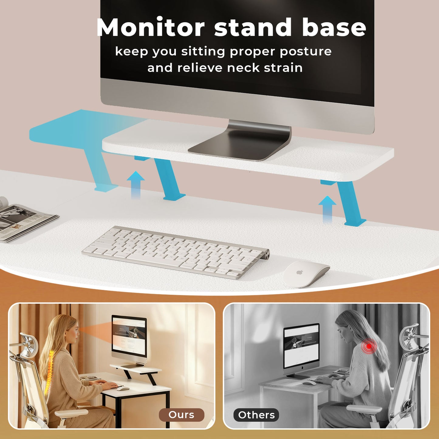 Levede Computer Desk Home Office Table with Storage Shelves Monitor Stand White