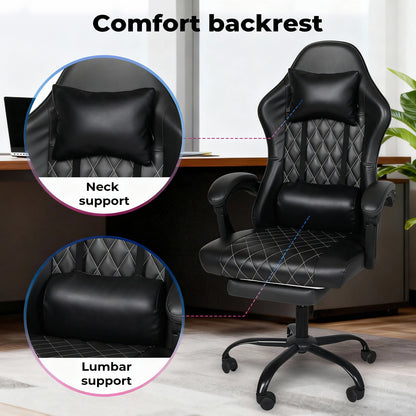 Levede Office Chair Gaming Racing Recliner Adjustable Spring Cushion Footrest