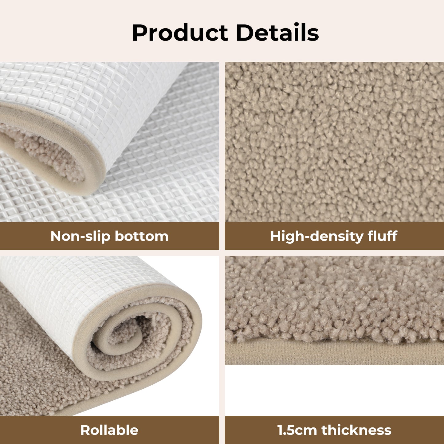 Marlow Heavy Duty Non-Slip Door Mat Entryway Bathroom Kitchen Floor Rug Washable