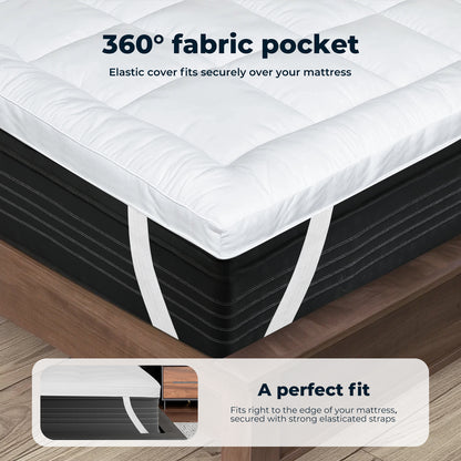 Lavio Thick Mattress Topper Single Double King 10cm Deep Microfibre Washable
