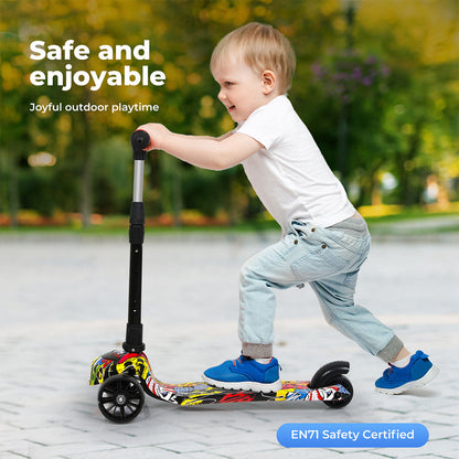 Dekko Foldable Kids Scooter Adjustable Height Flashing LED Music Multi-colour