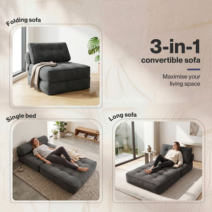 Levede Convertible Sofa Bed 3-IN-1 Portable Boneless Counch Lightweight Foldable