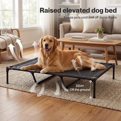 Skylos Elevated Dog Bed Large Raised Pet Cot Indoor Outdoor Use Supporting Bars