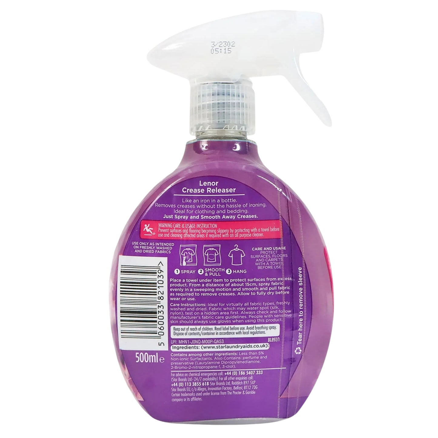 Lenor Crease Releaser Spray Exotic Bloom & Moonlight Lily 500ml x2