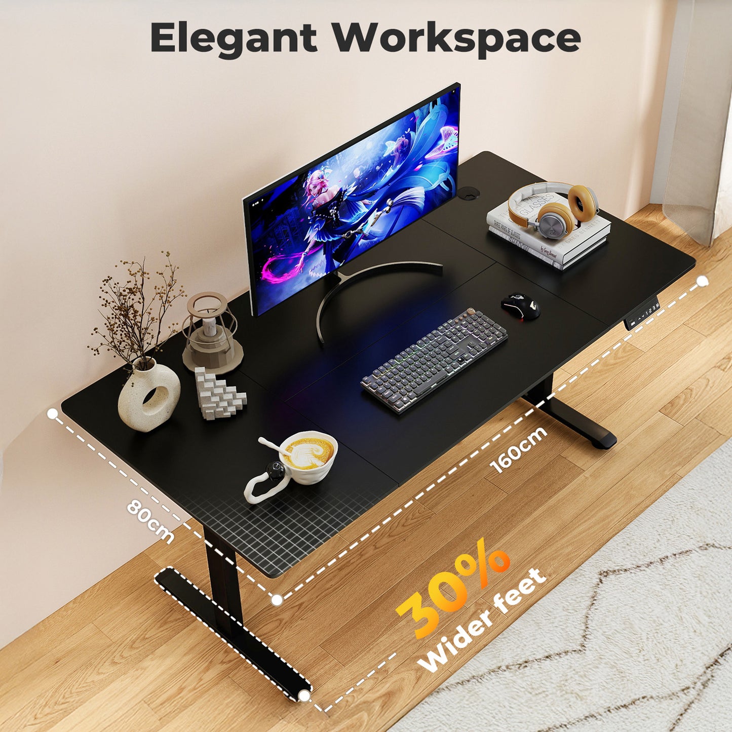 Levede Electric Standing Desk  Adjustable Height Workstation 160cm Metal Frame