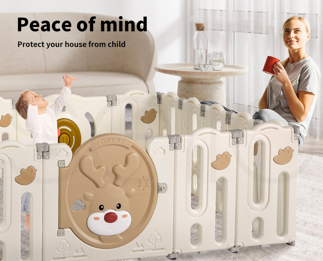 Dekko Baby Playpens Kids Safety Gate Activity Center Toddler Fence Play16 Panels