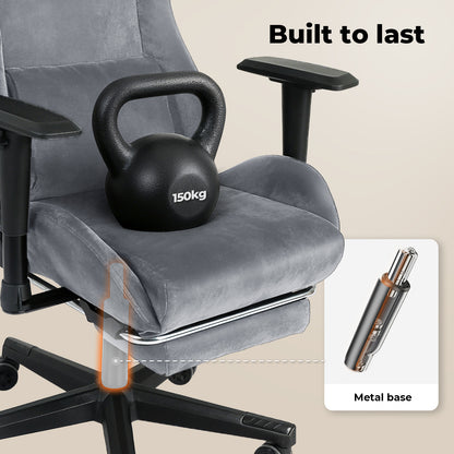 Levede Office Desk Chair Gaming Recliner Adjustable Height with Footrest Grey