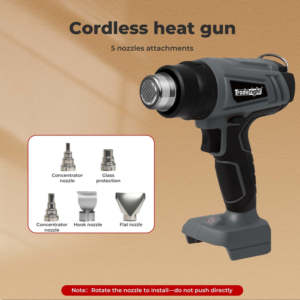 Traderight Hot Air Heat Gun Electric Cordless 21V with 5 Nozzles (No Battery)