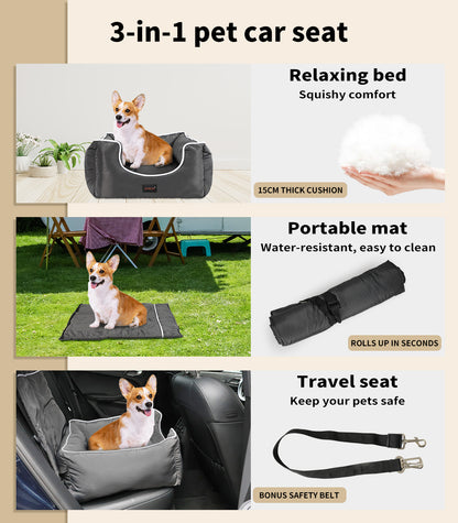 Skylos Pet Car Seat Dog Booster Mat Portable Large Travel Bed Removable Washable