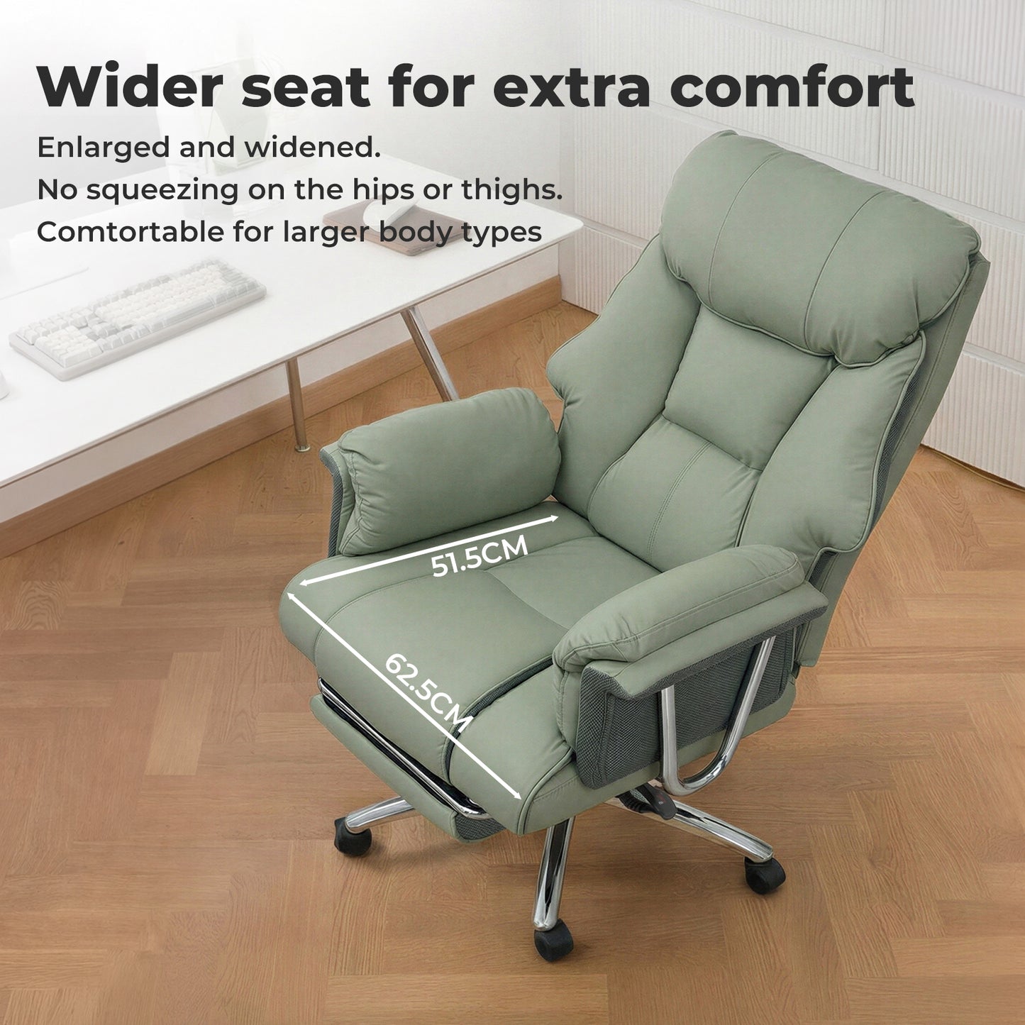 Heavy Duty Executive Office Chair Wide Spring Cushion Recliner with Footrest