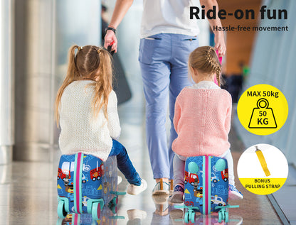 Dekko 17'' Kids Ride On Suitcase Carry On Travel Luggage on Wheel Lightweight