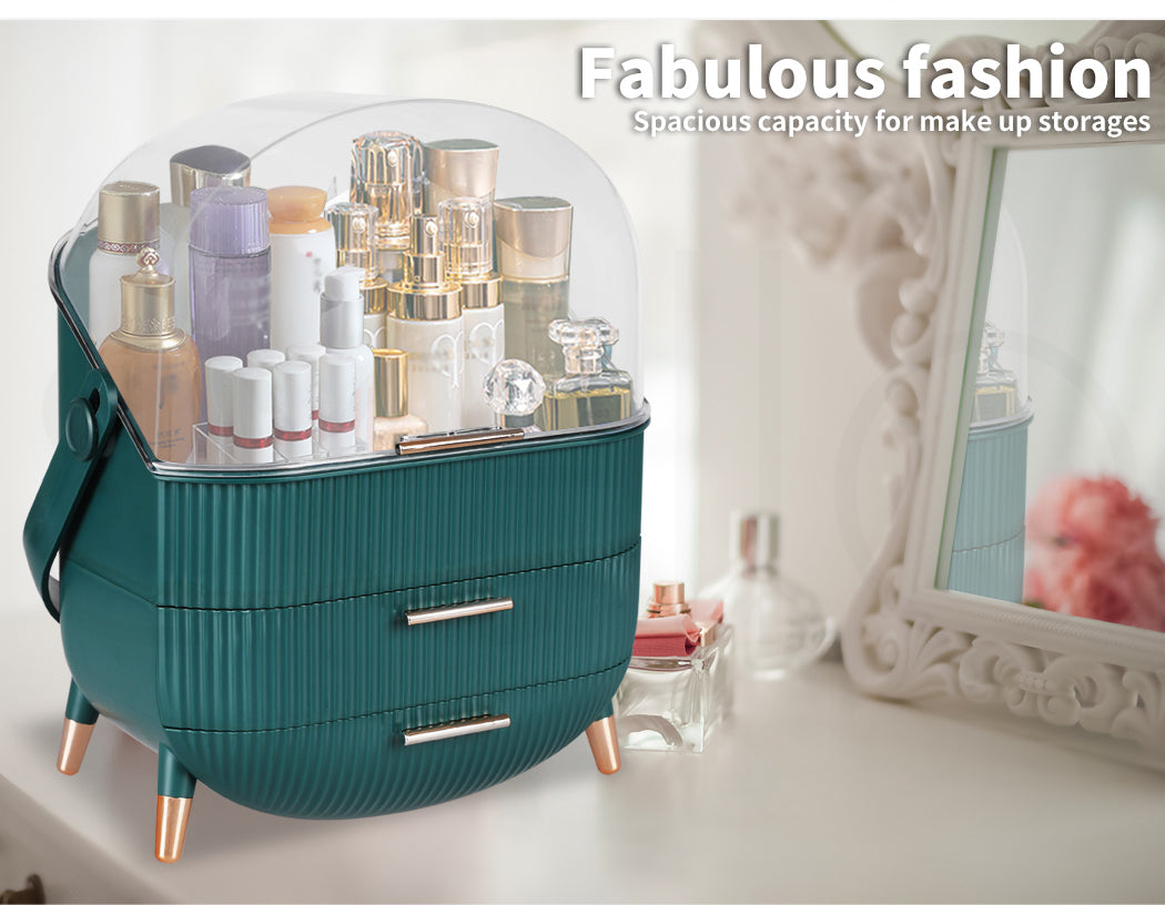 Portable Makeup Organiser Cosmetic Case Carry Storage Box Jewelry Holder White