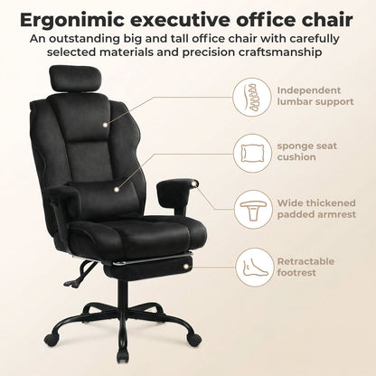 Levede Ergonomic Office Chair Suede Recline Pressure Relief Spring Seat Footrest
