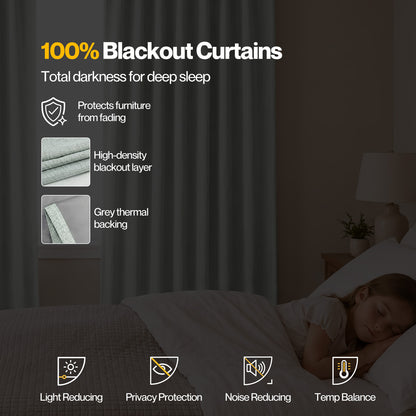 Marlow 100% Blackout Curtains Thermal Linen Look Ready Made Machine Washable