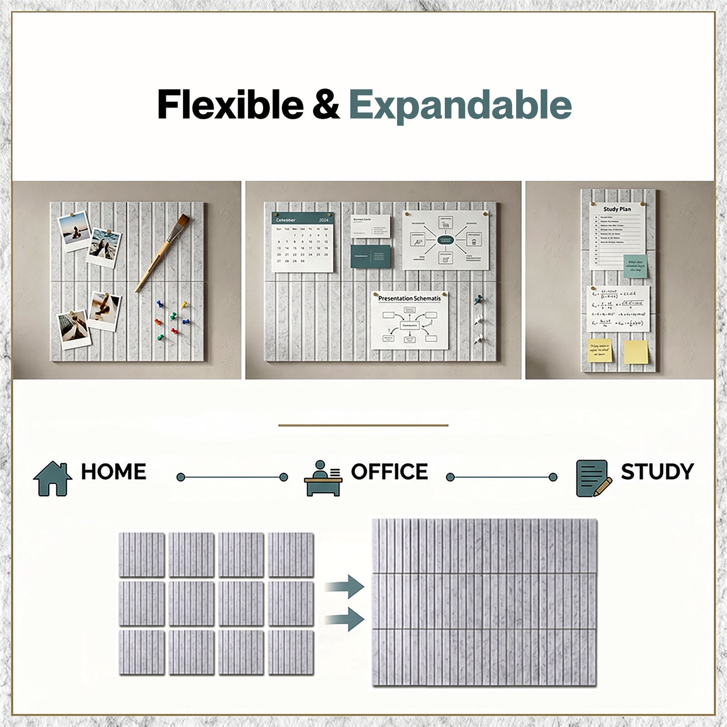 Levede Felt Notice Board 6/12 Pack Wall Tiles Pin Meaasge Board Self Adhesive