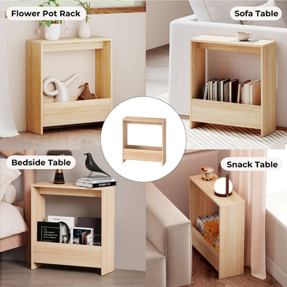 Levede Wood Side Table Narrow Sofa End Table for Living Room Storage Furniture