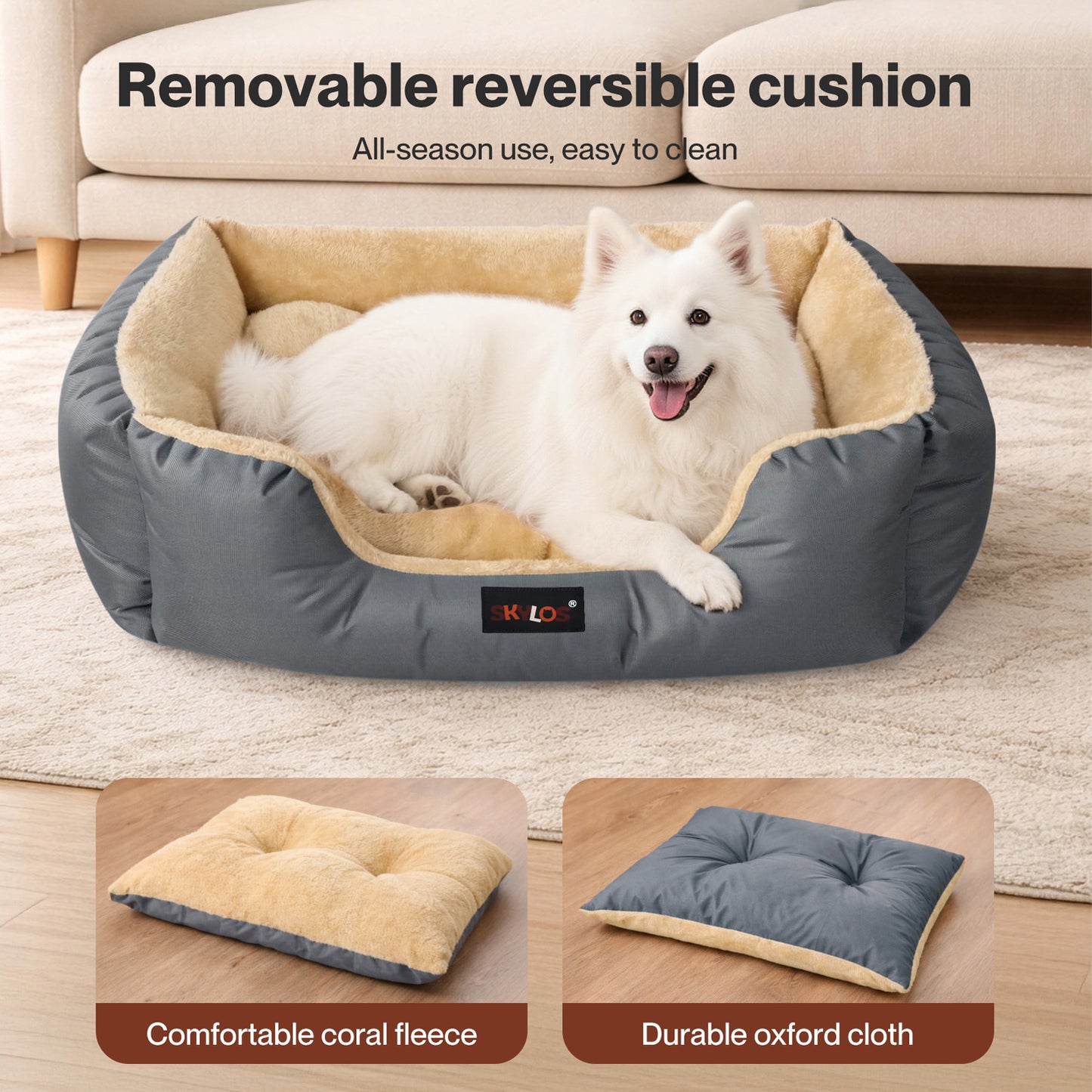 Skylos Pet Dog Bed Cat Mattress Luxury Soft Puppy Cushion Warm Pet Basket Large