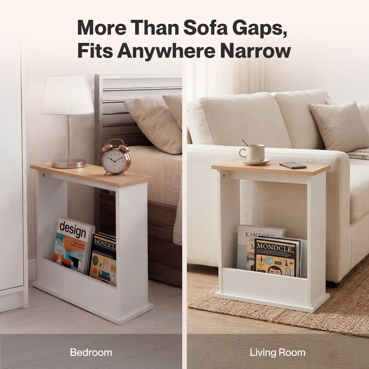 Levede Side Table Slim Storage Magazine Rack Sofa End Table Small Space Compact