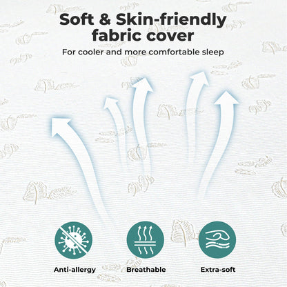 Lavio Mattress Topper Memory Foam Double Dual Layer Pressure Relief Anti Slip