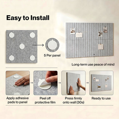 Levede Felt Notice Board 12PCS Wall Tiles Pin Board Self Adhesive Grey 30x30cm
