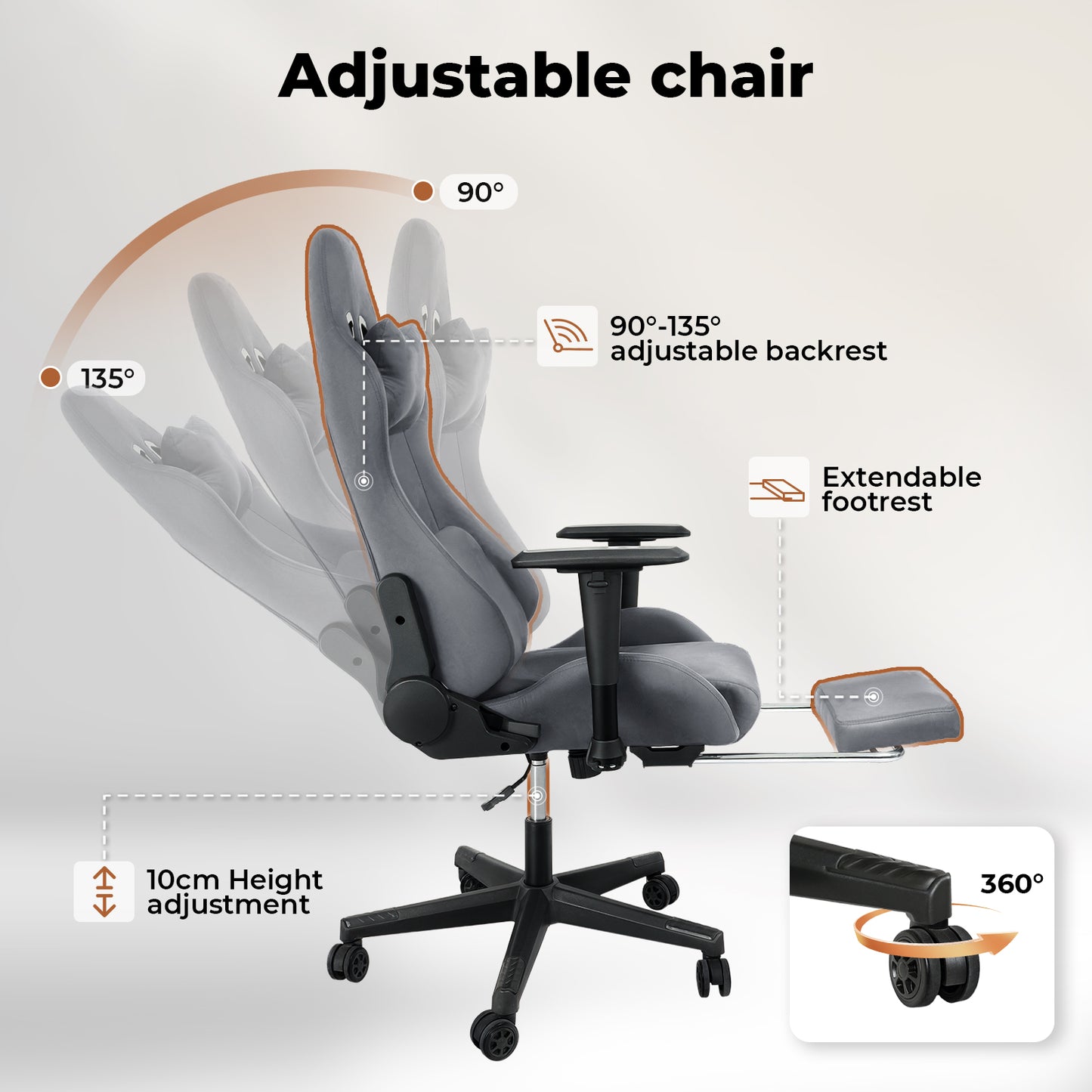 Levede Office Gaming Chair Luxury Warm Recliner Spring Padding with Footrest